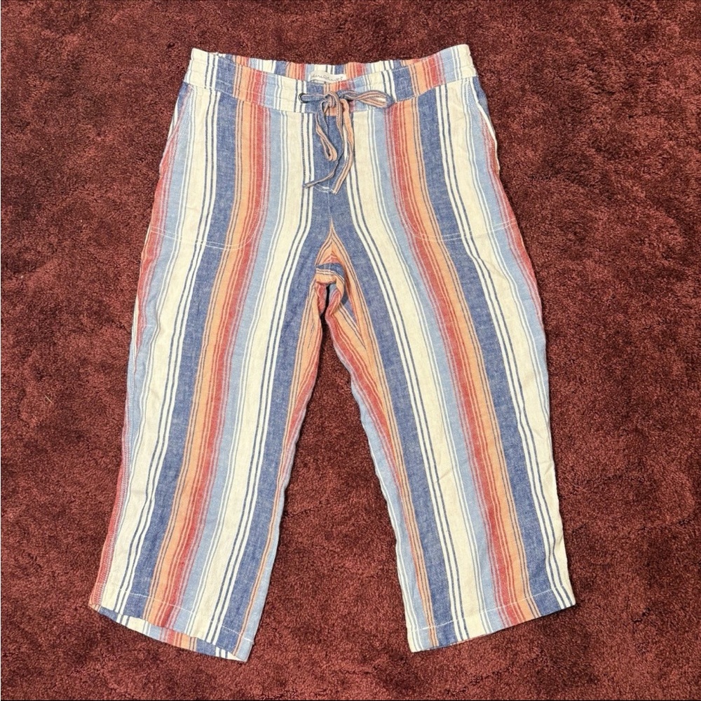 KEREN hart Women's Striped Capris in Blue, Red, and Cream